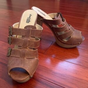 Charlotte Russe Tan 4” High Heel Platform Studded Sandal women’s size 8
